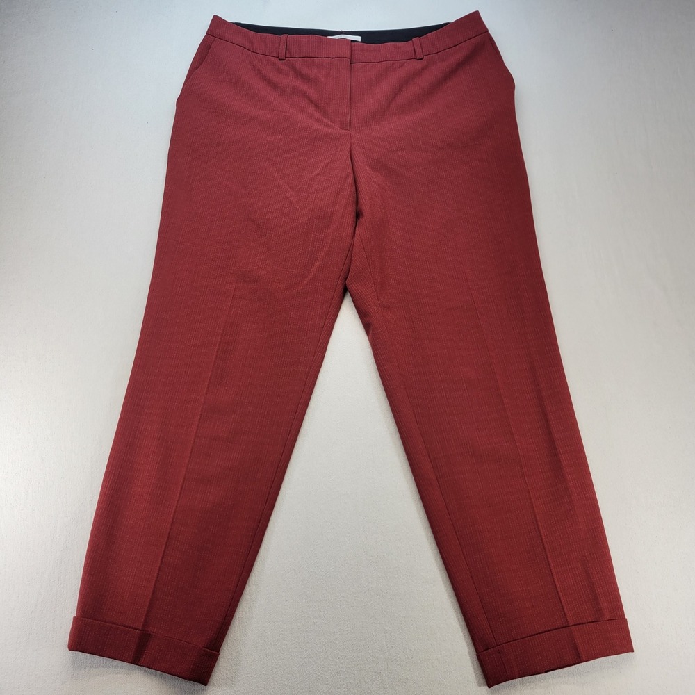 Hugo Boss Dress Pants Men 14 Red Micro Stripe Virgin Wool Blend Tocanes1